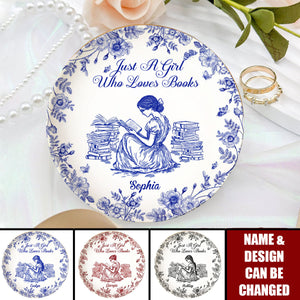 A Girl Who Loves Books Chinoiserie Toile De Jouy - Personalized Jewelry Dish