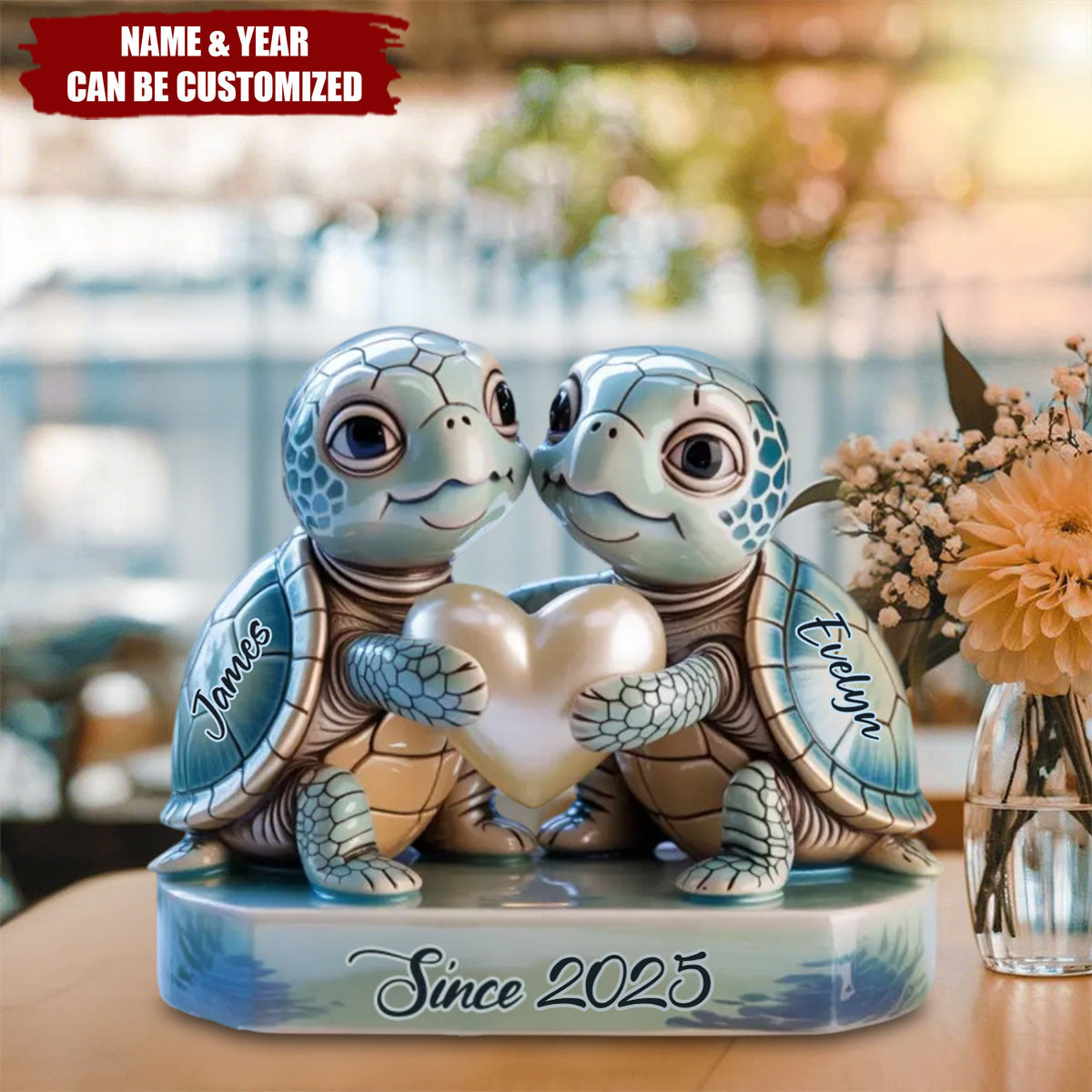 Slow And Steady, Always Together - Couple Personalized Acrylic Plaque, Gift For Husband Wife, Anniversary