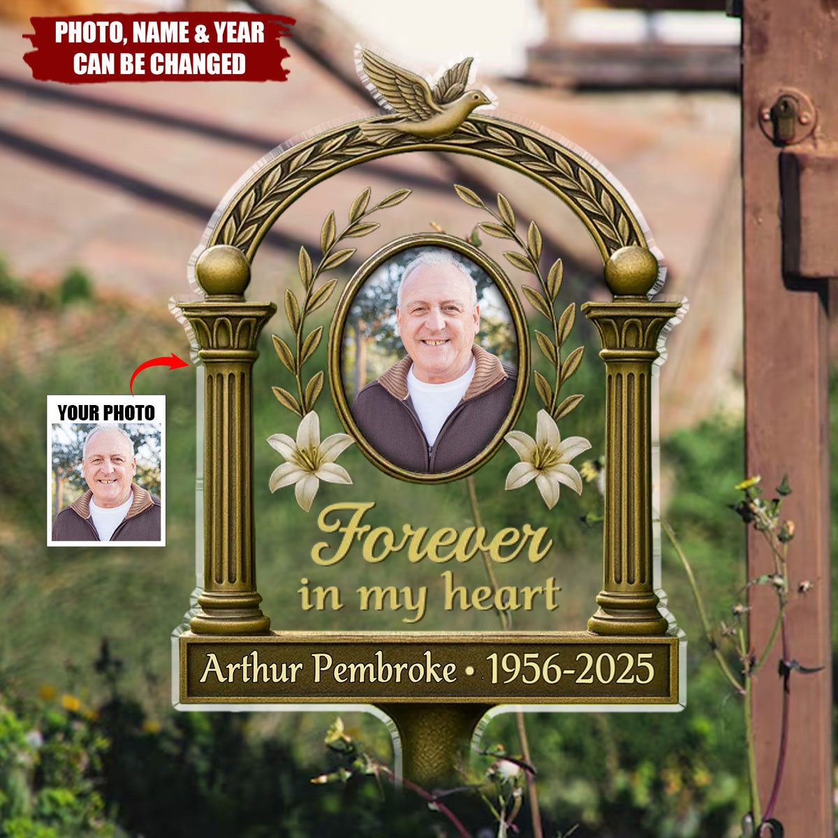 Custom Photo Carried In My Heart - Memorial Personalized Acrylic Garden Stake