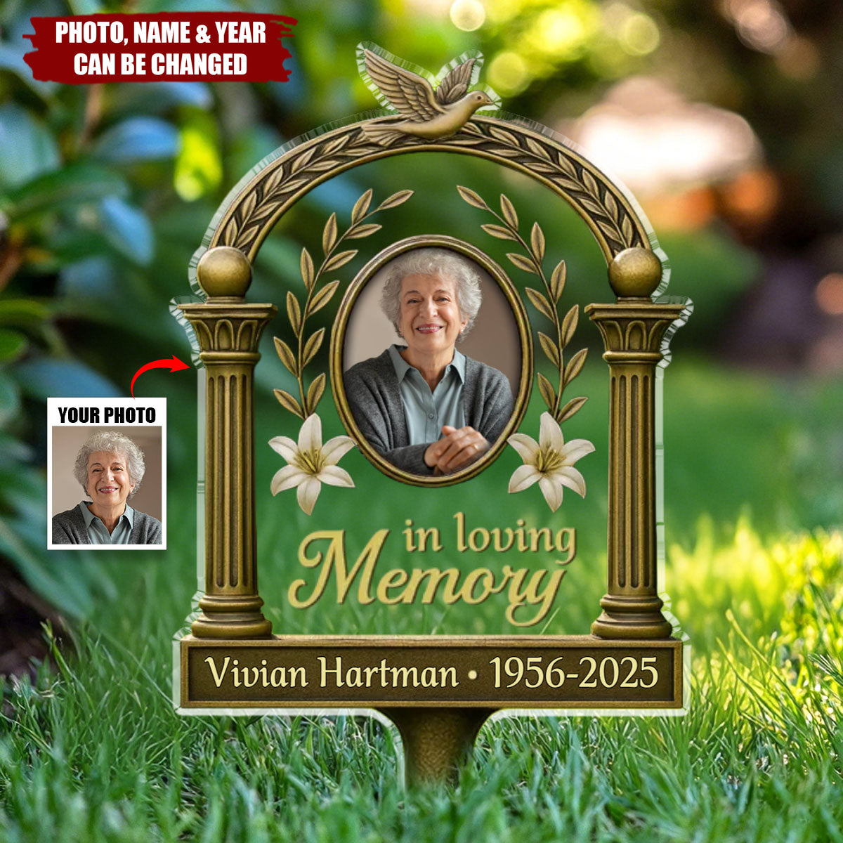 Custom Photo Carried In My Heart - Memorial Personalized Acrylic Garden Stake