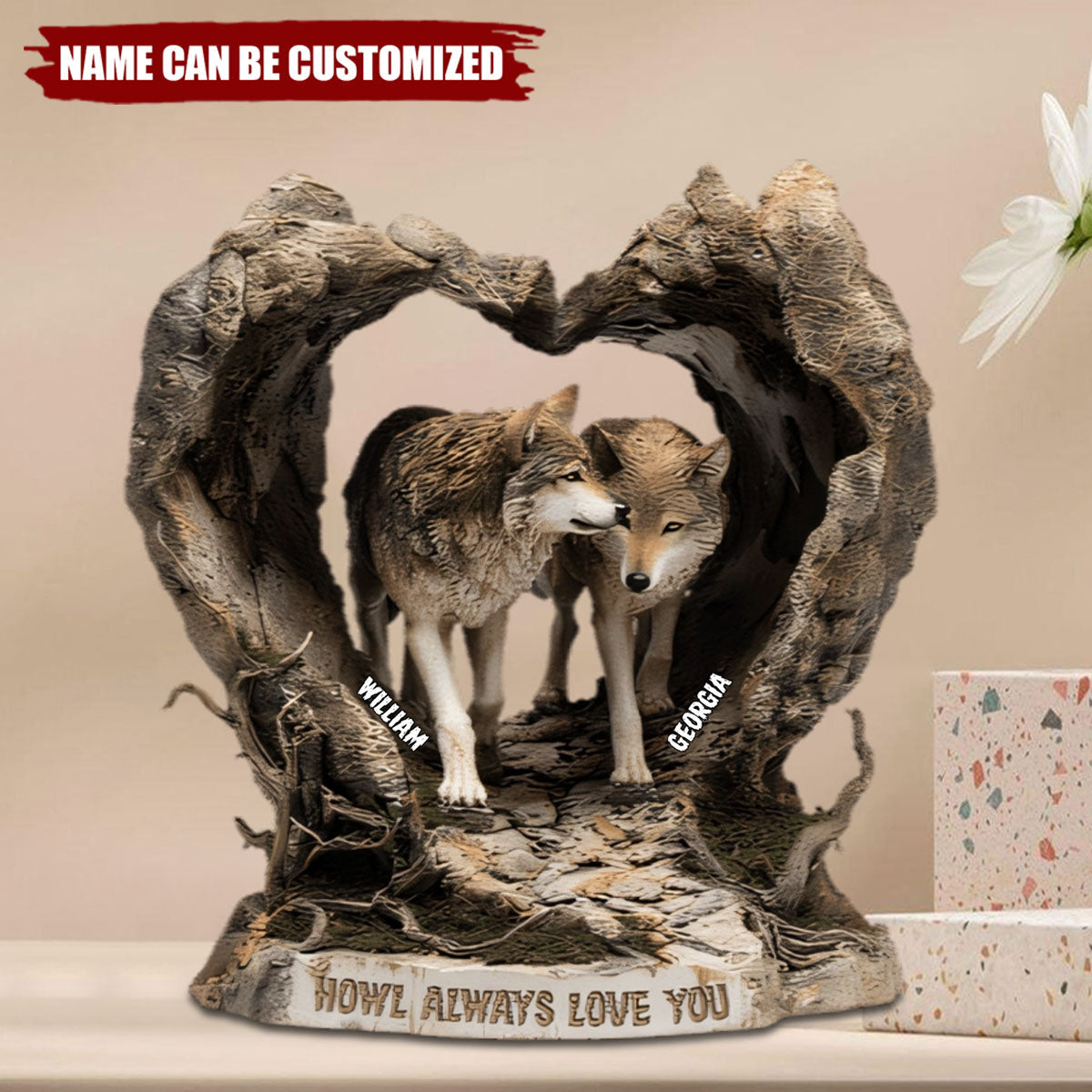 Wolf Couple - Personalized Acrylic Plaque, Gifts For Couple