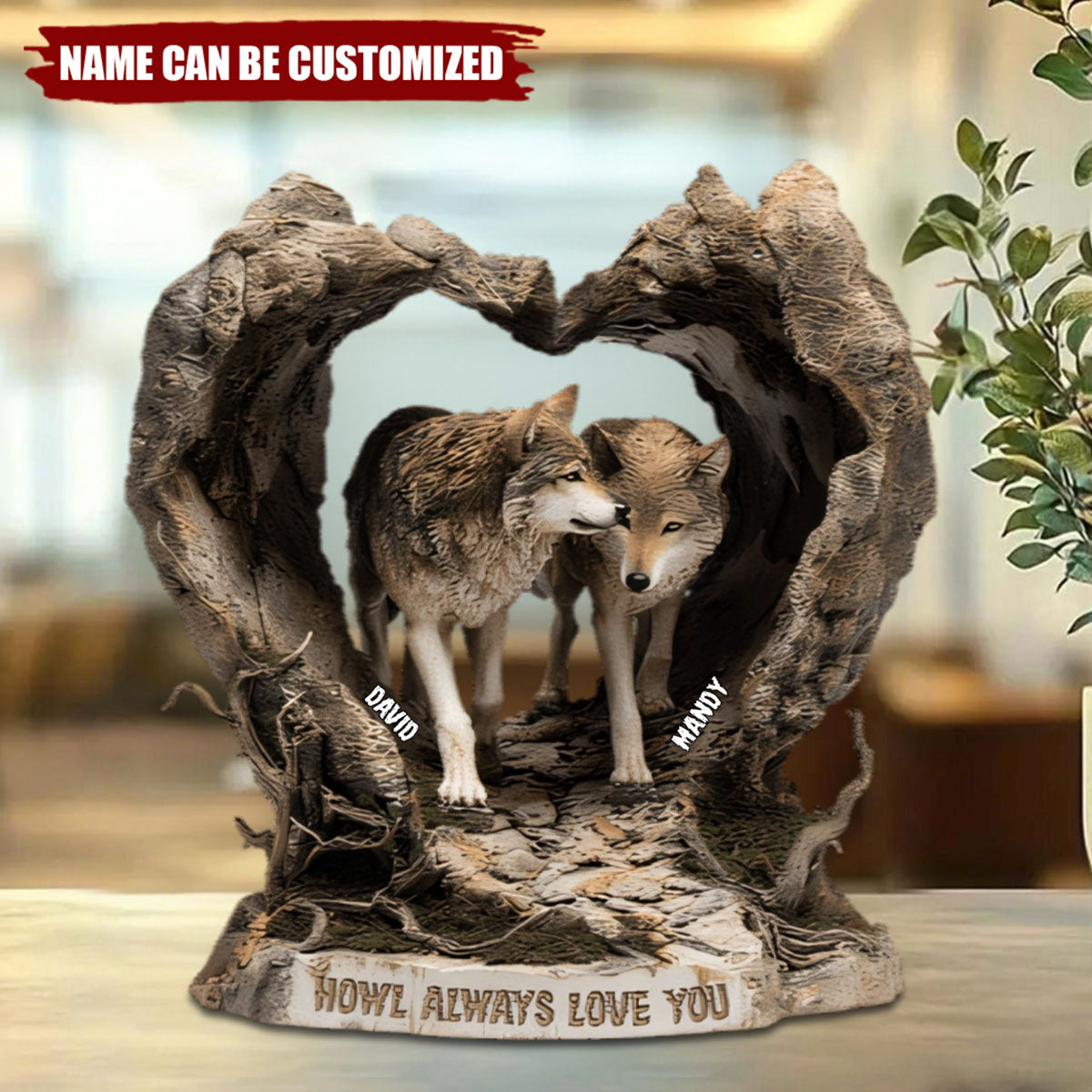 Wolf Couple - Personalized Acrylic Plaque, Gifts For Couple