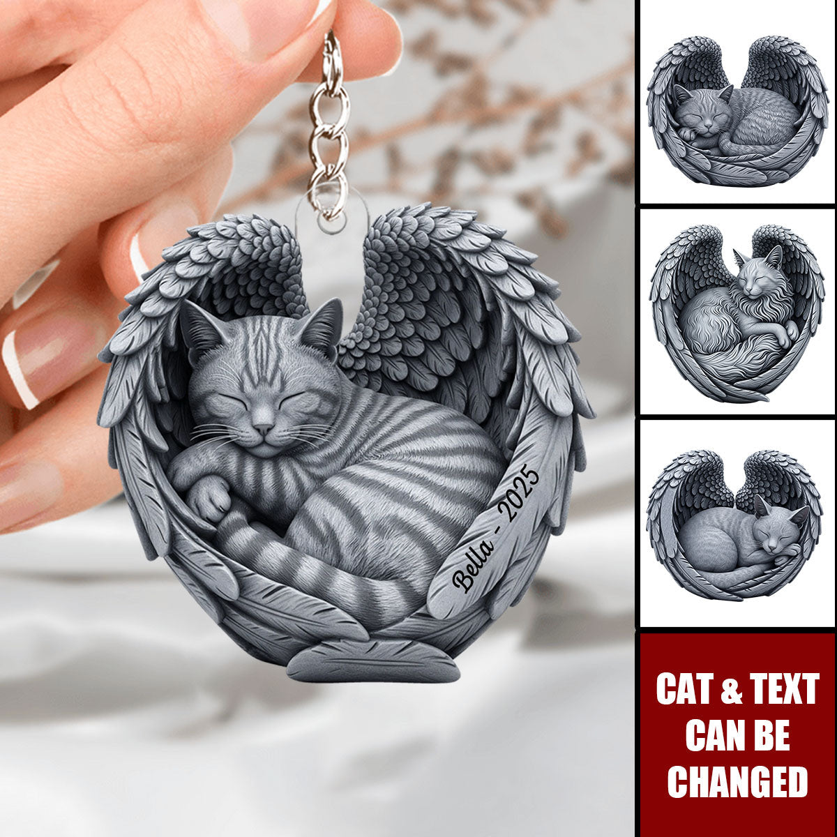 Cat In Heaven - Personalized Acrylic Keychain, Gifts For Cat Lovers