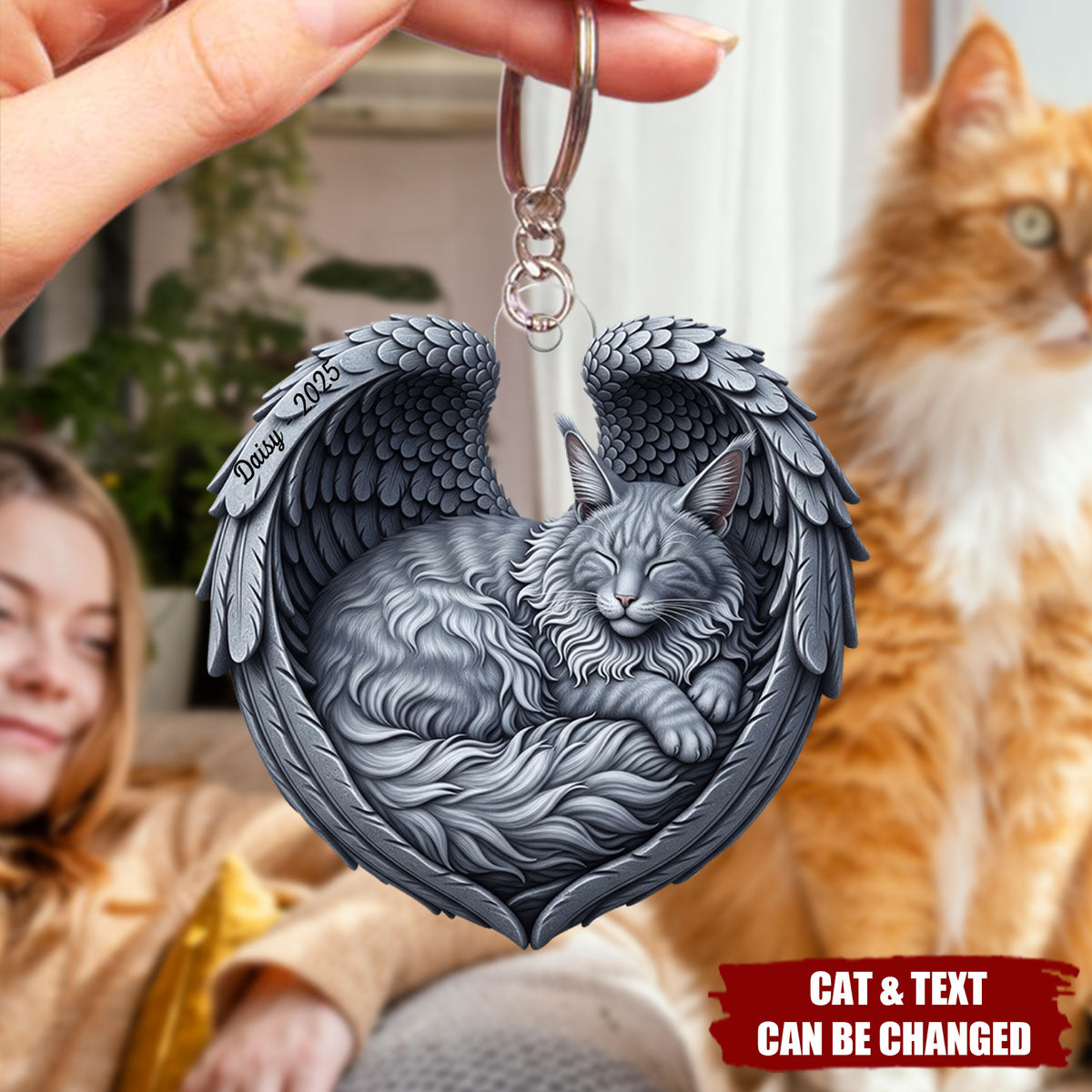 Cat In Heaven - Personalized Acrylic Keychain, Gifts For Cat Lovers
