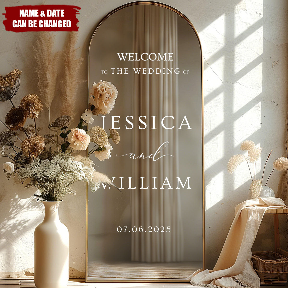 Welcome Wedding Sign - Personalized Wedding Mirror Decal