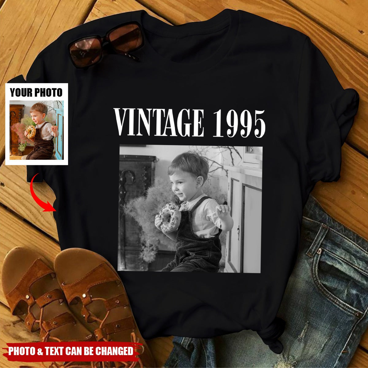 Custom Photo Vintage 1995 - Personalized Shirt, Birthday Gift