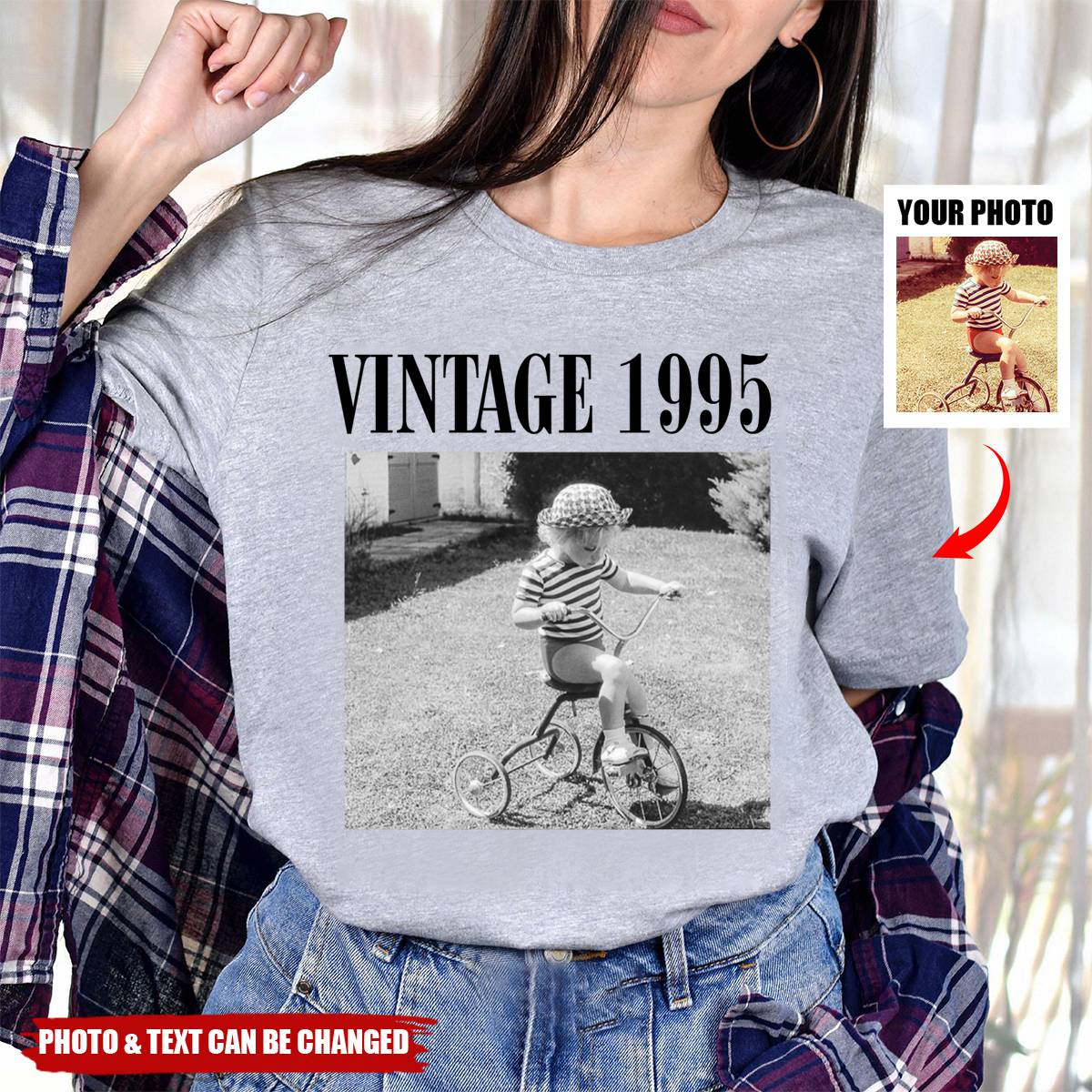 Custom Photo Vintage 1995 - Personalized Shirt, Birthday Gift