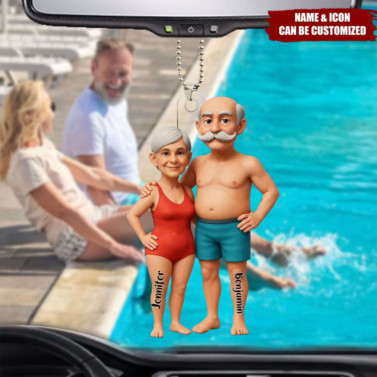 Welcome To Grandma Grandpa Pool - Personalized Acrylic Car Ornament