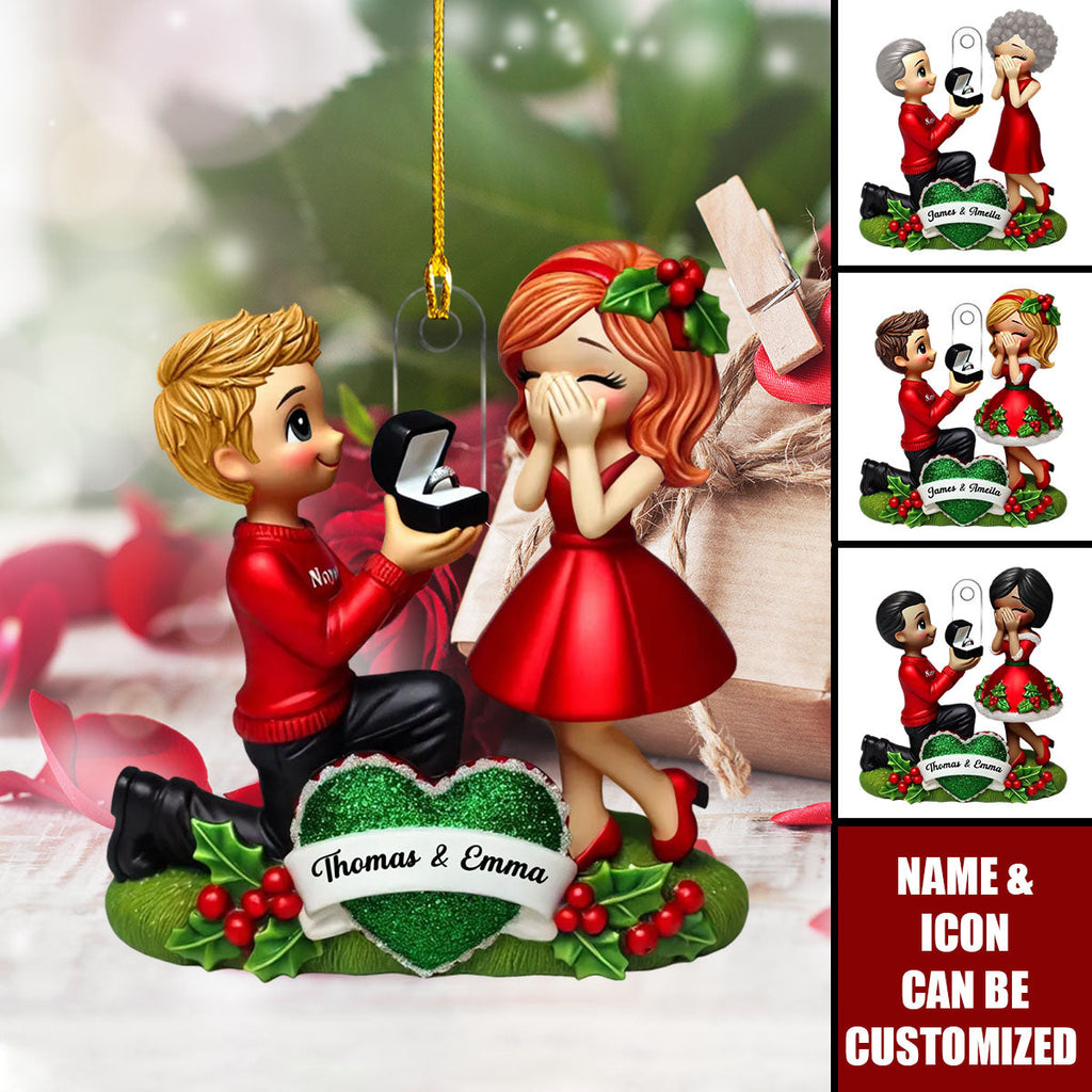 Marriage Proposal "She Said Yes!" - Personalized Acrylic Ornament, Just Engaged Gifts for Couples 商品缩略图