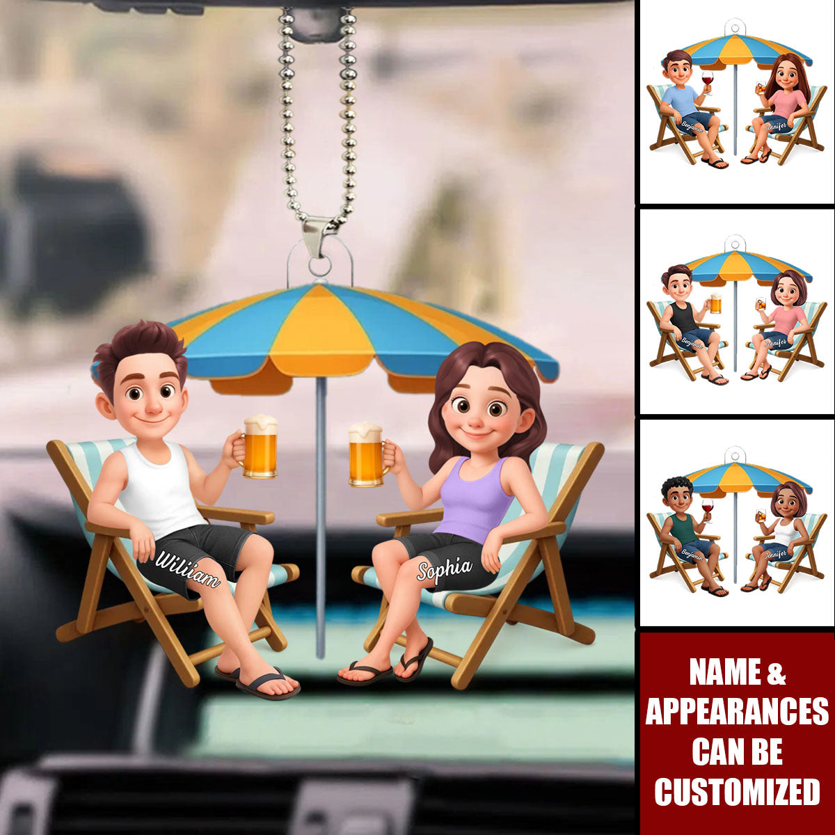 Couple Beach Chair Drinking - Personalized Acrylic Ornament