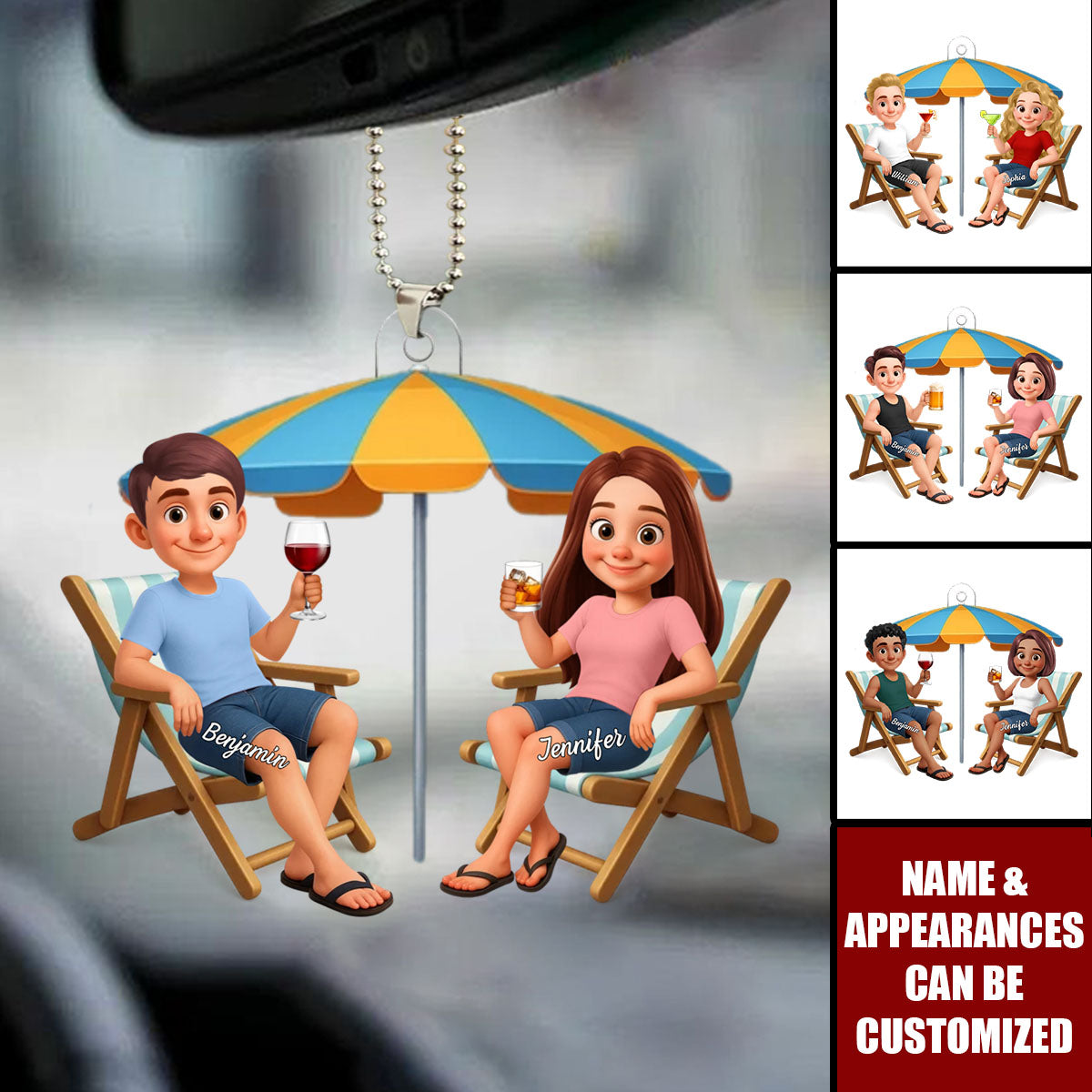 Couple Beach Chair Drinking - Personalized Acrylic Ornament