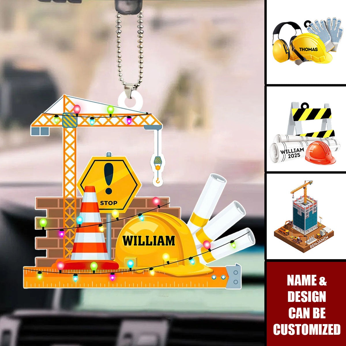 Construction Truck Equipment - Personalized Construction Car Ornament