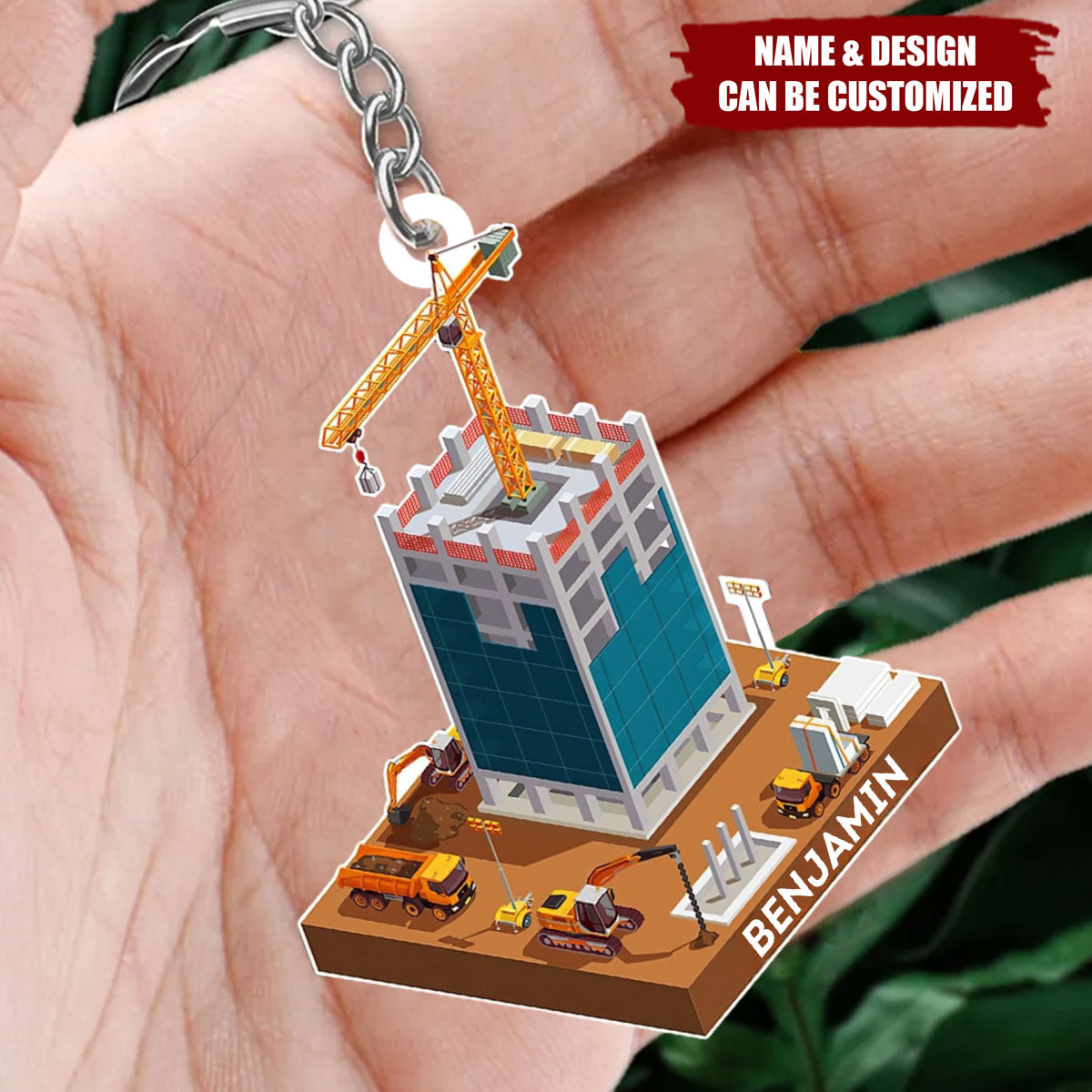 Construction Truck Equipment - Personalized Construction Acrylic Keychain