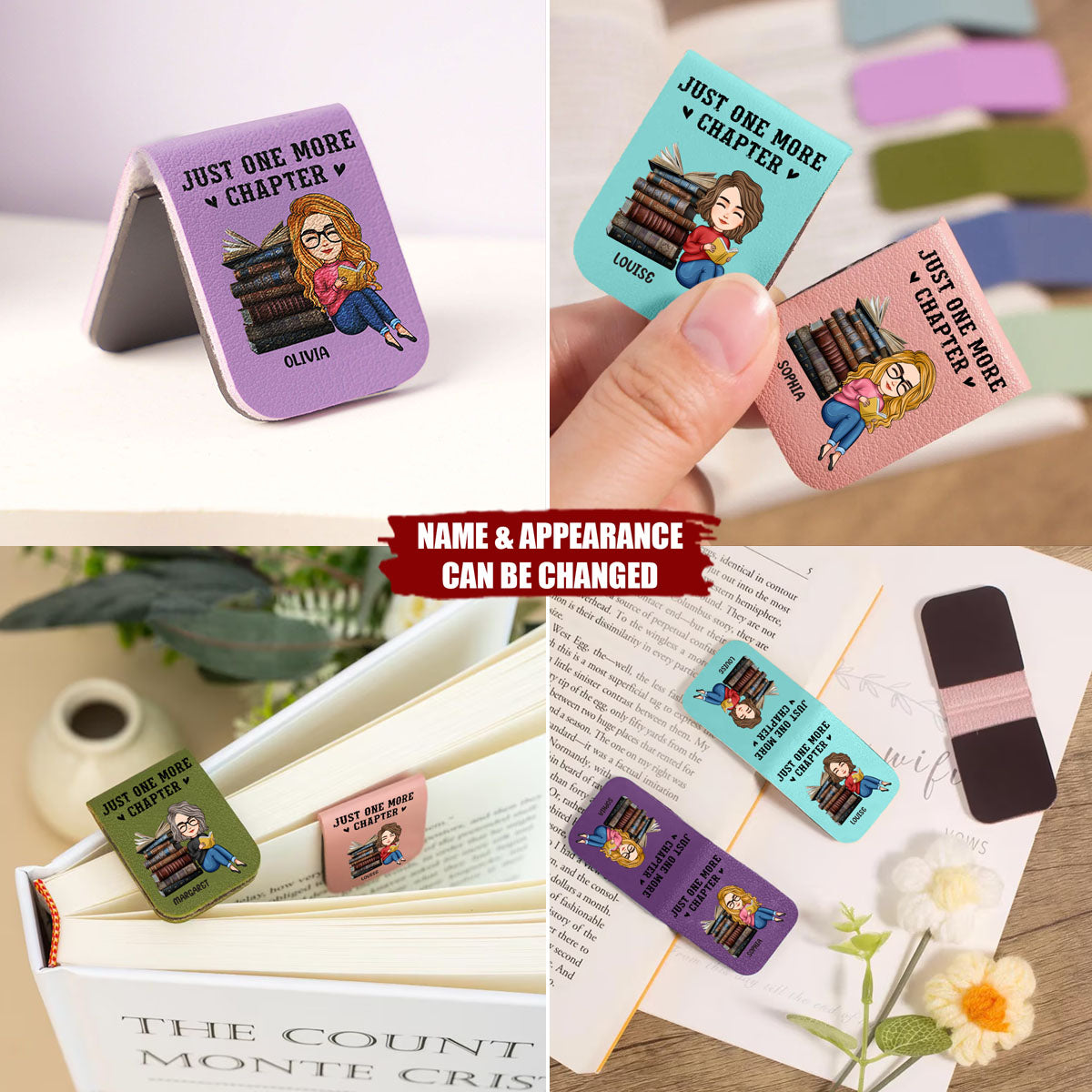 Just One More Chapter - Personalized Leather Magnetic Bookmark