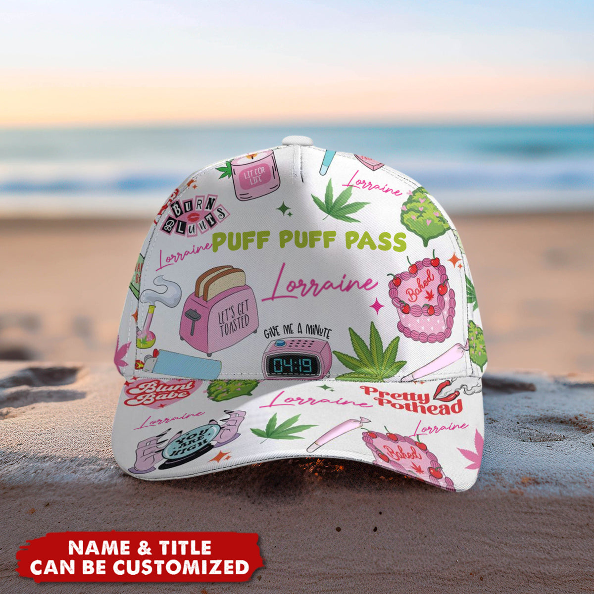 Stoner Girl Cannabis Cake Pink - Personalized Classic Cap