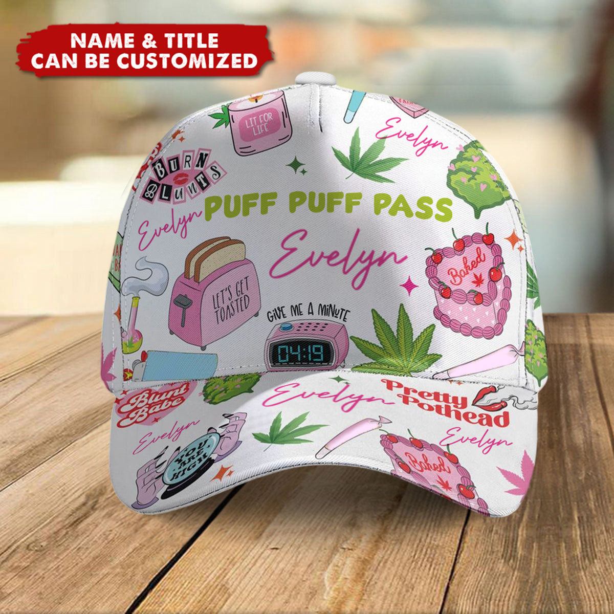 Stoner Girl Cannabis Cake Pink - Personalized Classic Cap
