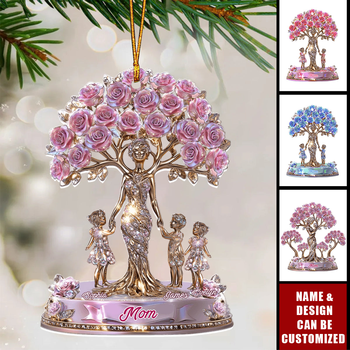 The Love Between Mother And Her Kids - Personalized Christmas Acrylic Ornament