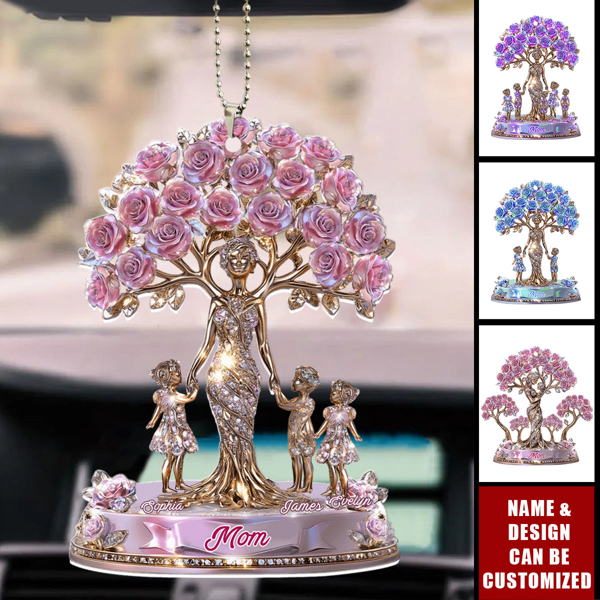 The Love Between Mother And Her Kids - Personalized Car Ornament