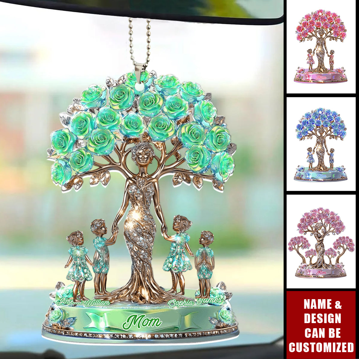 The Love Between Mother And Her Kids - Personalized Car Ornament