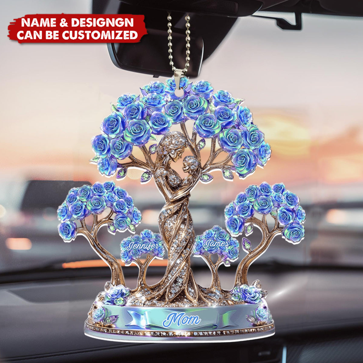 The Love Between Mother And Her Kids - Personalized Car Ornament