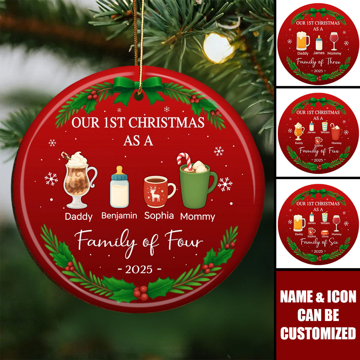 Our First Christmas As A Family - Personalized Christmas Ceramic Ornament