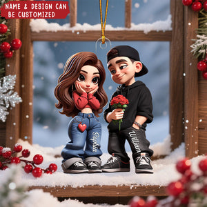 Y2K Couple - Personalized Acrylic Christmas Ornament, Gift For Couple, for him, for her