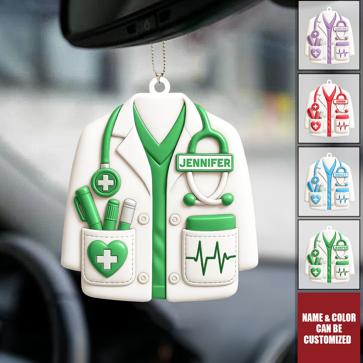 Celebrate Your Favorite Healthcare Hero - Personalized Acrylic Car Ornament, Gift For Doctors and Medical Students