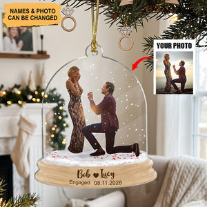 Custom Photo Couple Engagement - Personalized Acrylic Ornament