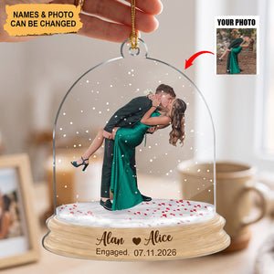 Custom Photo Couple Engagement - Personalized Acrylic Ornament