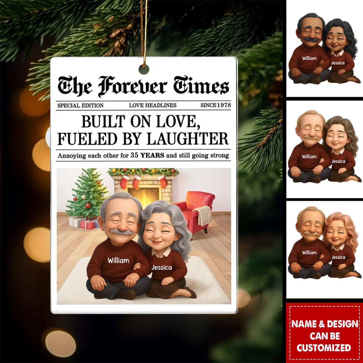 The Forever Times Couple Growing Old Together - Personalized Acrylic Ornament