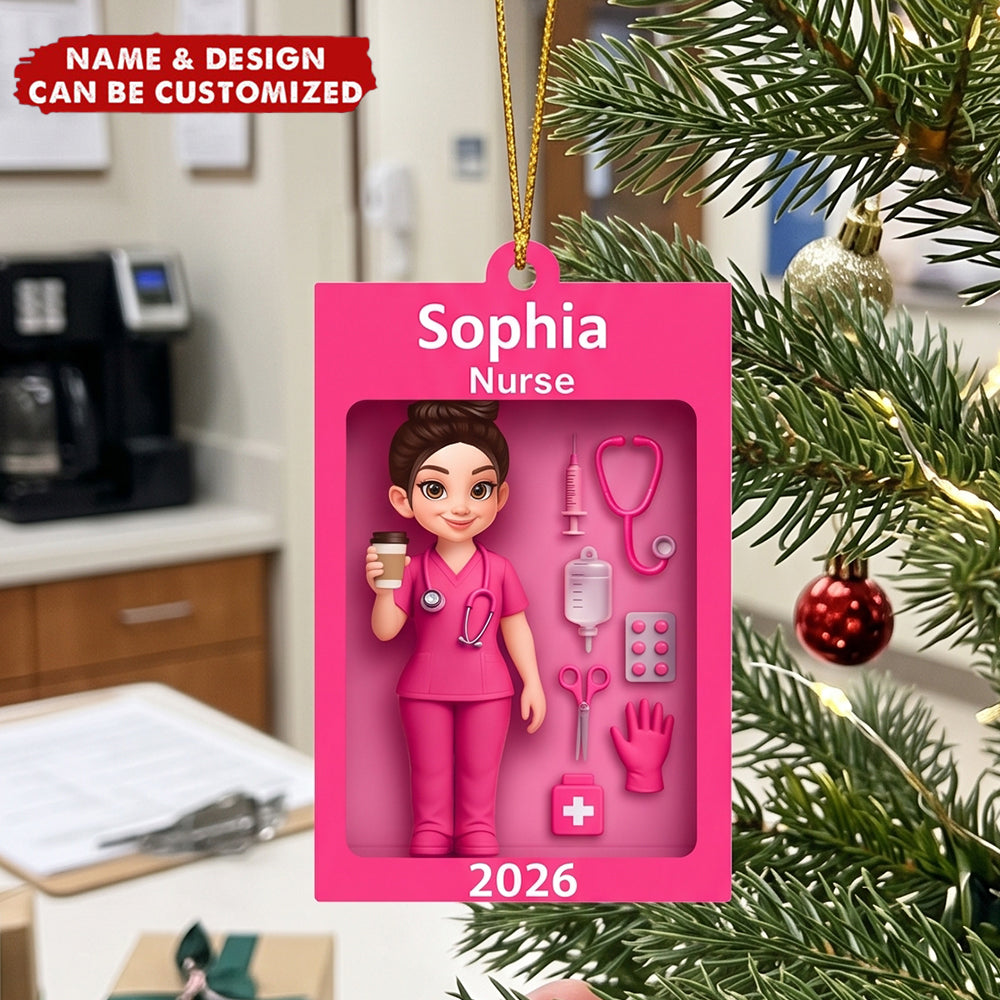 Personalized Nurse In Toy Box Acrylic Ornament, Christmas Gift For Nurse, For Co-workers