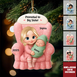 Big Brother, Big Sister And Baby - Personalized Acrylic Ornament, Baby Announcement Gift