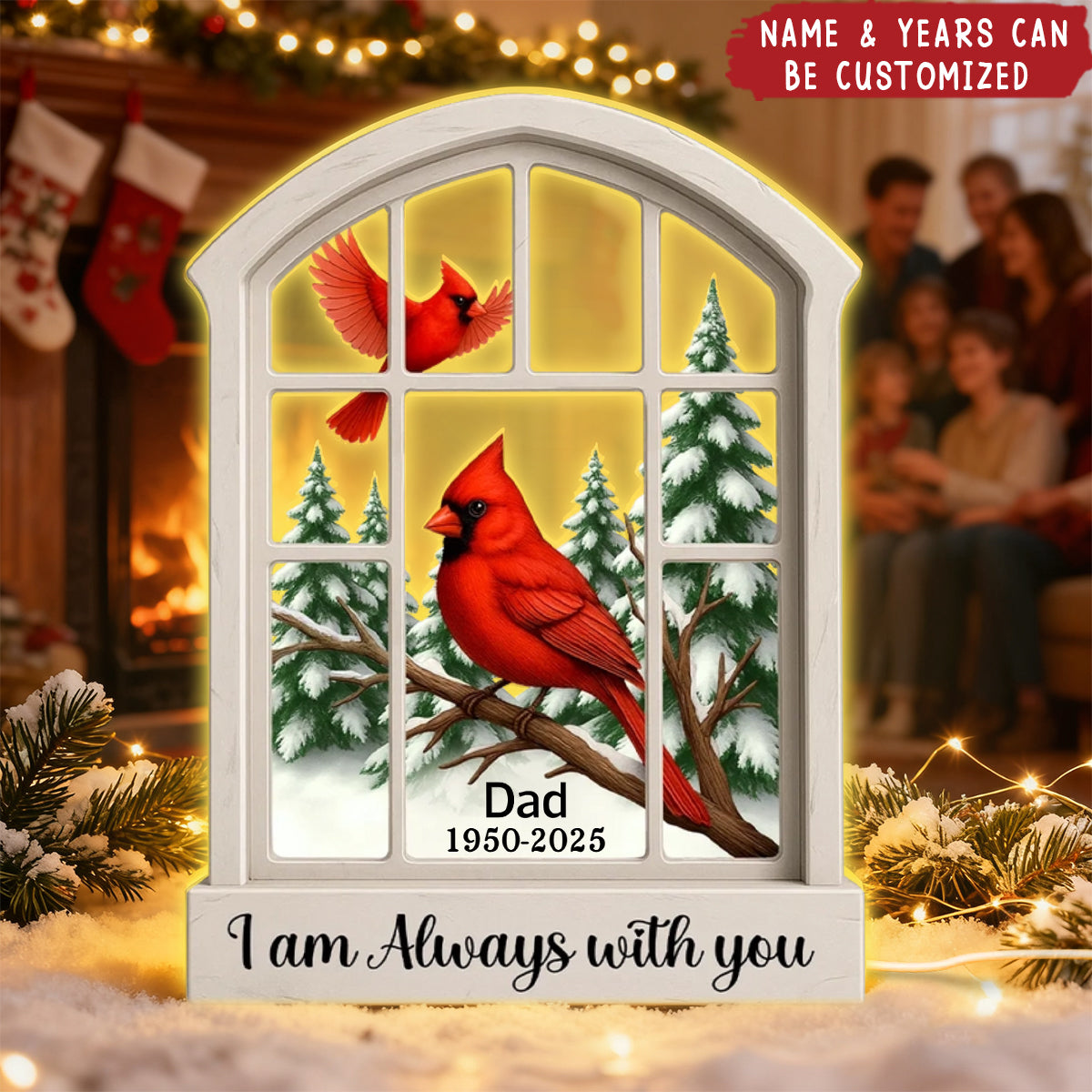 Cardinal Window Winter Scene - Personalized Light Box - Meaningful Memorial Keepsake