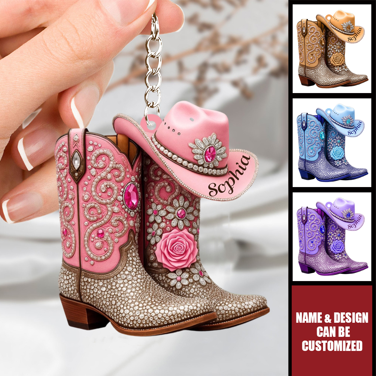 Cowgirl Boots - Personalized Acrylic Keychain