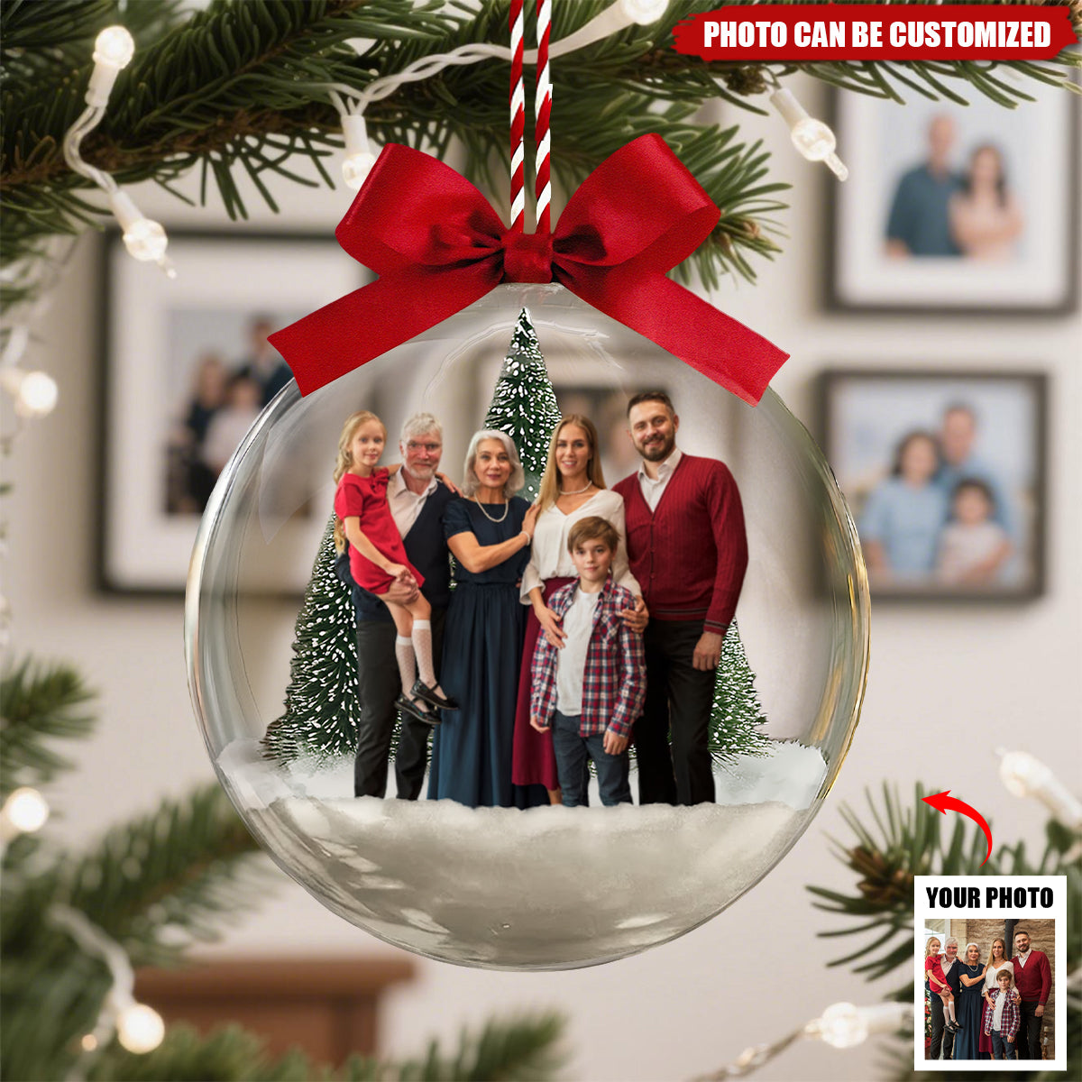 Christmas Ornaments With Family Picture - Personalized Family Photo Acrylic Ball Ornament