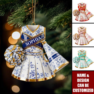 Cheerleading Toile de Jouy - Personalized Christmas Ornament, Gifts For Cheerleader