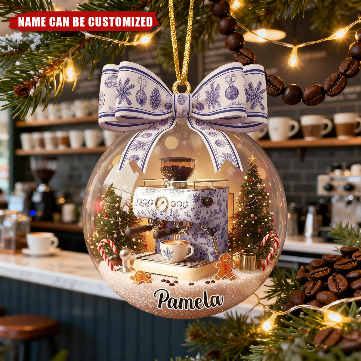 Coffee Machine - Personalized Christmas Acrylic Ornament