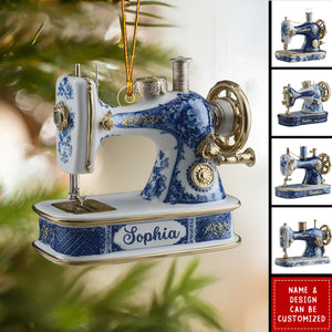 Sewing Machine - Personalized Acrylic Ornament, Gift For Quilters And Sewers