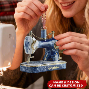 Sewing Machine - Personalized Acrylic Ornament, Gift For Quilters And Sewers