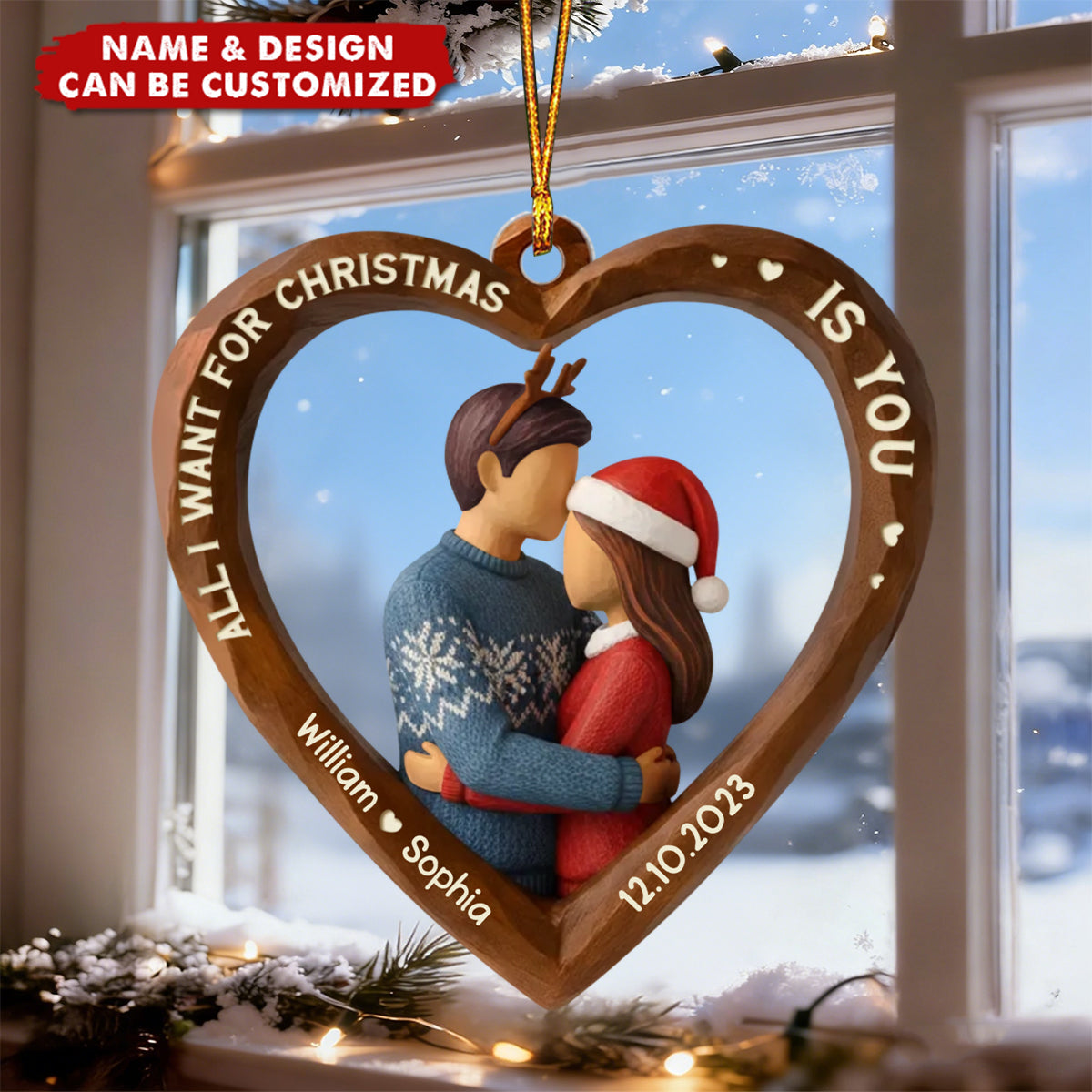 Couple All I Want for Christmas is You - Personalized Acrylic Ornament, Christmas Gift for Couples