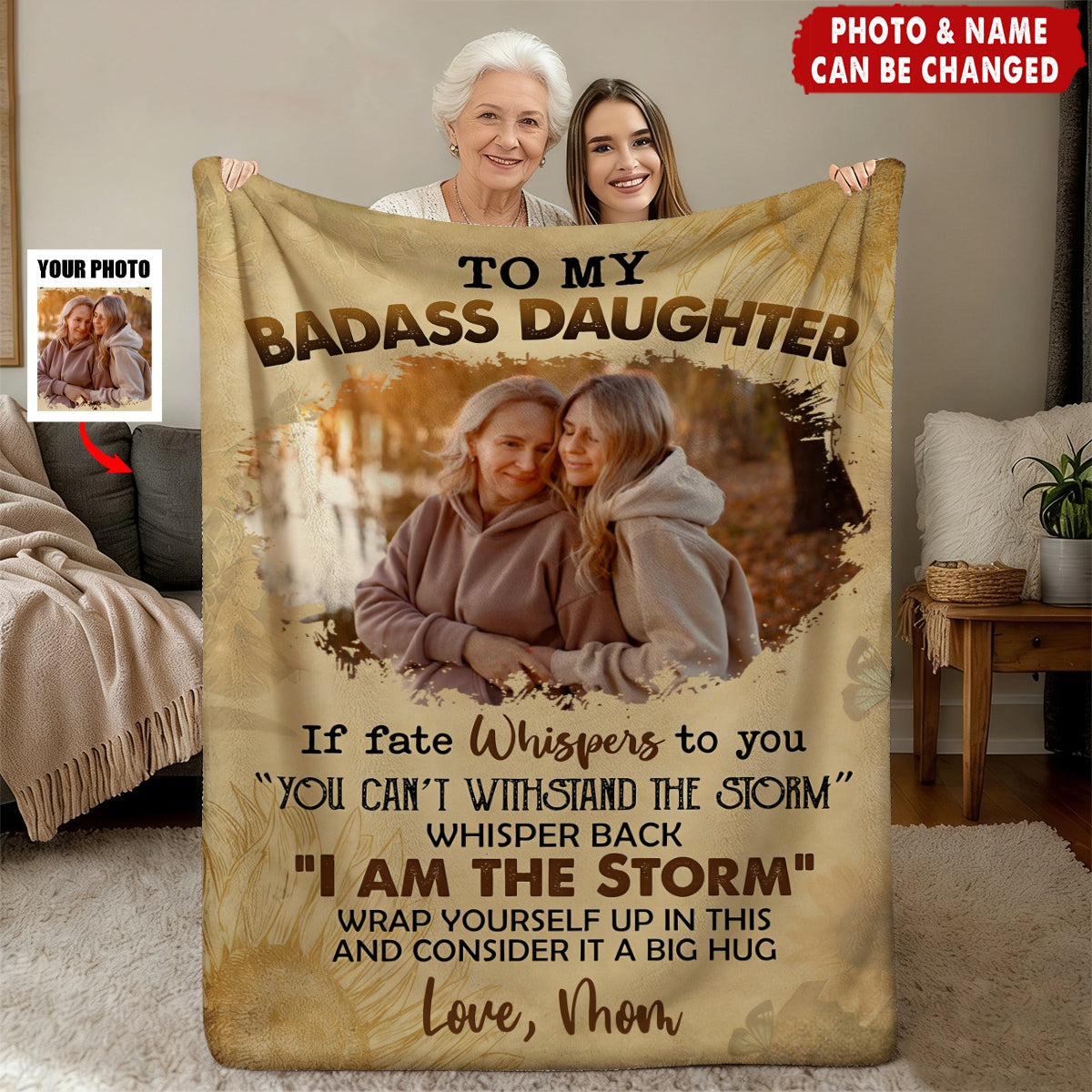 To My Daughter From Dad Mom - Personalized Photo Blanket