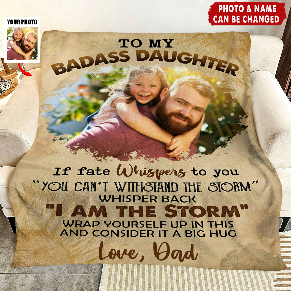 To My Daughter From Dad Mom - Personalized Photo Blanket