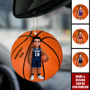 Basketball Girl Boy - Personalized Acrylic Car Ornament, Gift For Teen Boy Teen Girl