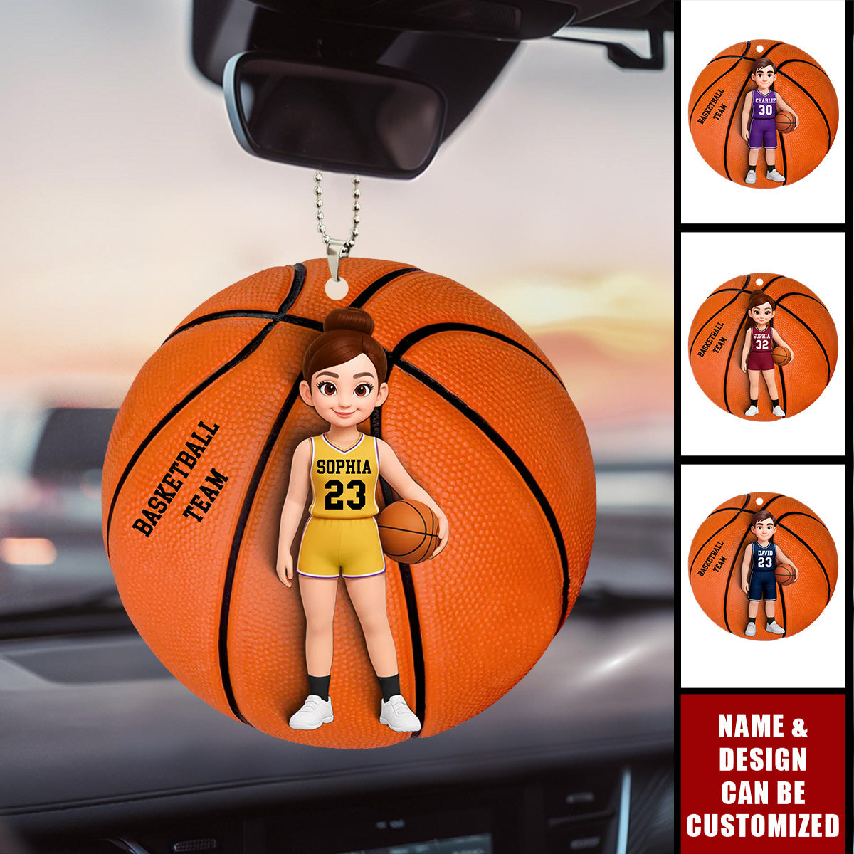 Basketball Girl Boy - Personalized Acrylic Car Ornament, Gift For Teen Boy Teen Girl