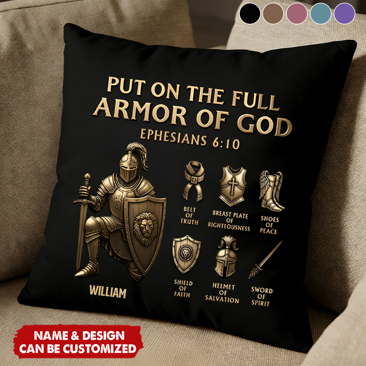 Put On The Full Armor Of God - Personalized Pillow