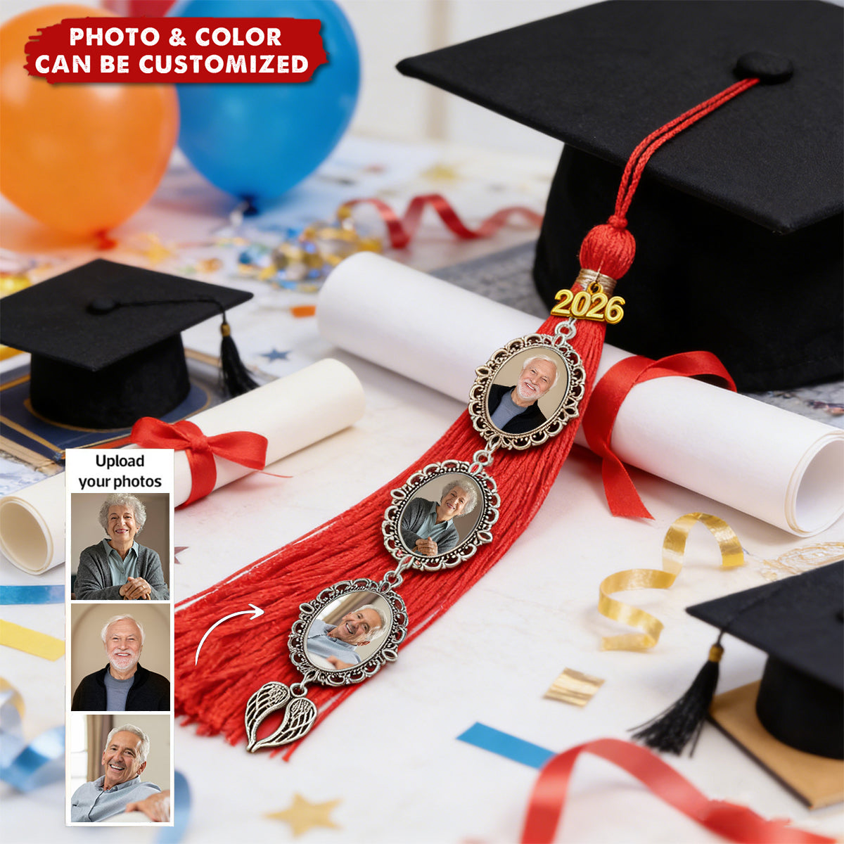 Memorial Graduation Custom Photo - Personalized Graduation Tassel Photo Charm