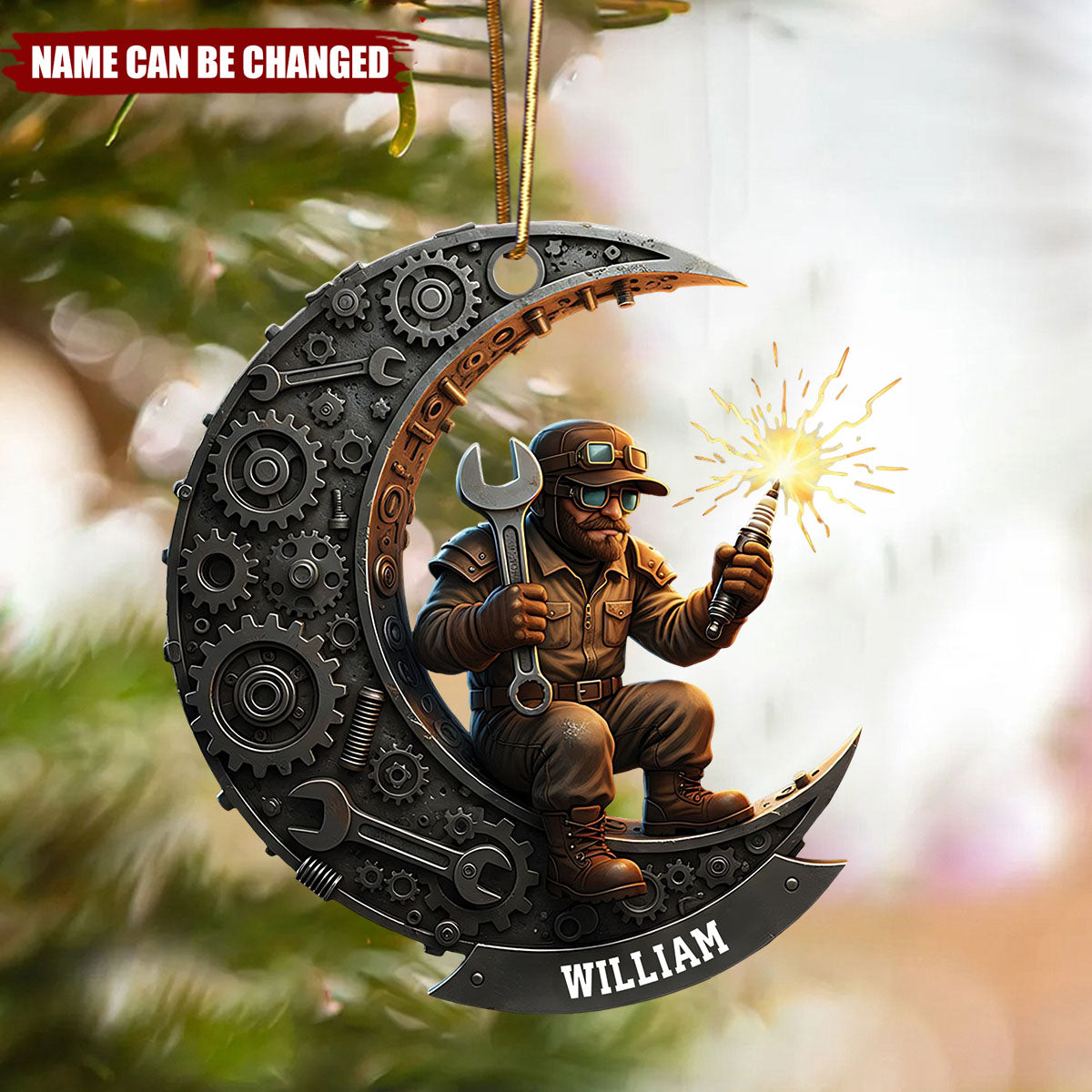 Personalized Welder Acrylic Ornament, Garage Worker Gift, Metalworker Christmas Decoration