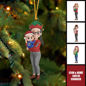 Personalized Christmas Mom Holding Baby Acrylic Ornament,Gender Reveal Gifts - Tiny Hands Big Love