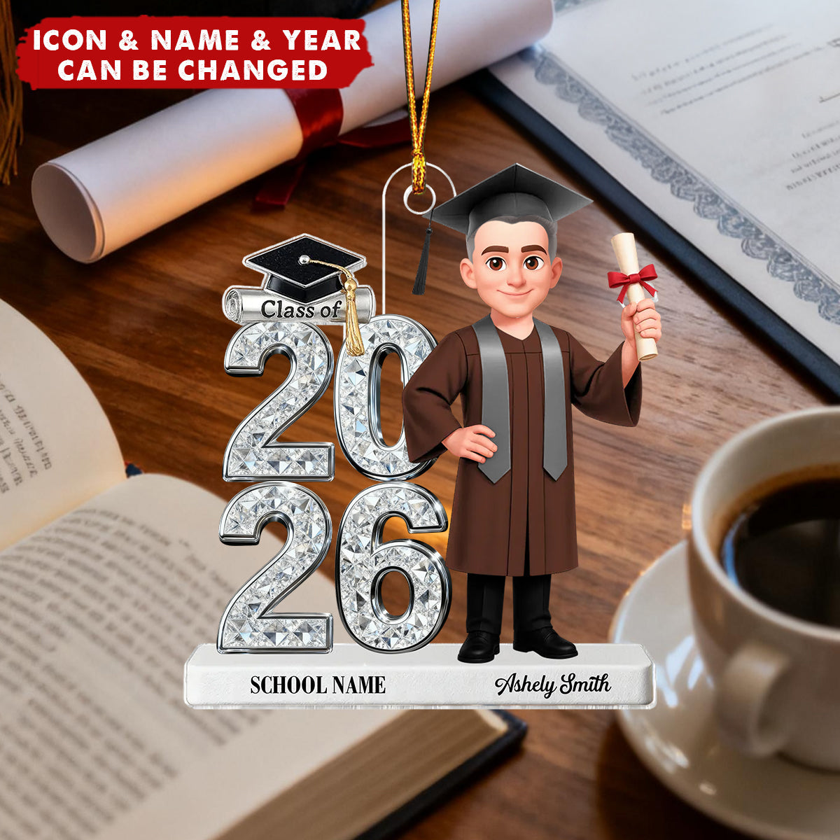 Shiny Effect Class Of 2025 2026 Senior - Personalized Acrylic Ornament - Gift For Graduates, Daughter, Son