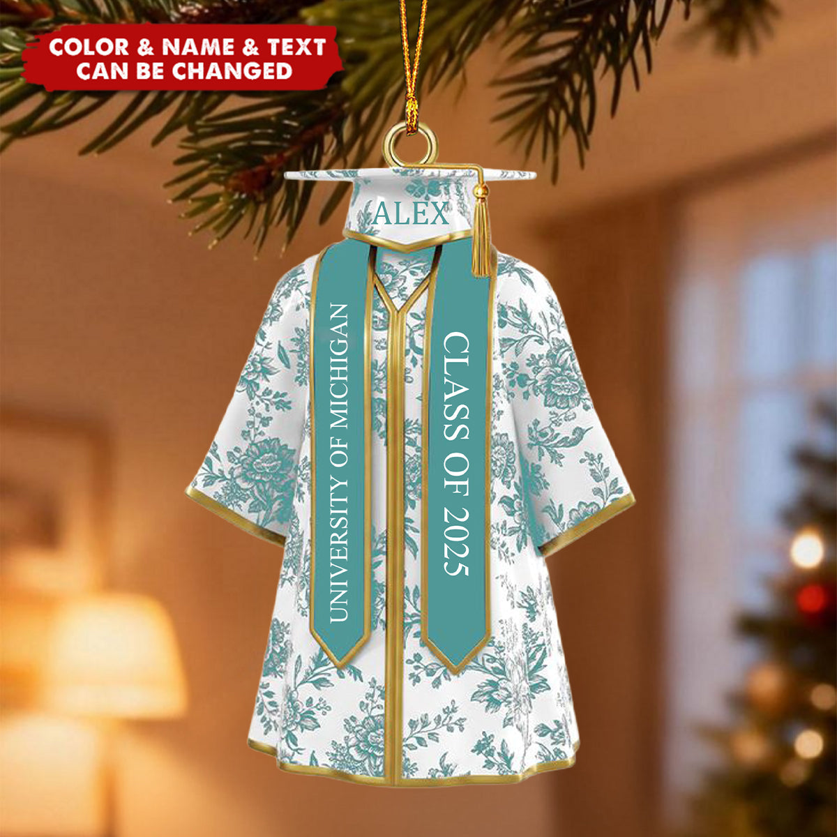 Personalized Gifts For Graduate Christmas Toile de Jouy Acrylic Ornament - Graduation Gifts